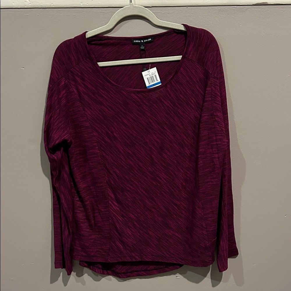 Cable and Gauge Deep Burgundy Long Sleeve Top Sz XL. B2